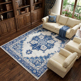 6' X 9' Ivory And Blue Floral Area Rug