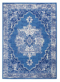 5' X 7' Ivory And Blue Medallion Area Rug