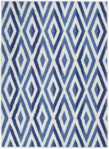 4' X 6' Ivory And Blue Geometric Area Rug