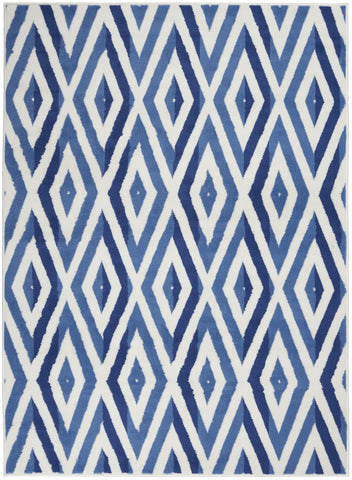 6' X 9' Ivory And Blue Geometric Area Rug