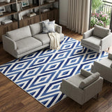 6' X 9' Ivory And Blue Geometric Area Rug