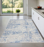 4' X 6' Blue And Gray Geometric Area Rug