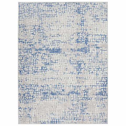6' X 9' Blue And Gray Geometric Area Rug