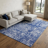 6' X 9' Ivory And Blue Geometric Area Rug
