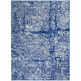 6' X 9' Ivory And Blue Geometric Area Rug