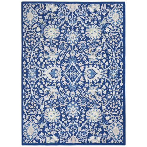 4' X 6' Ivory And Blue Floral Area Rug