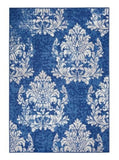 6' X 9' Blue And Ivory Floral Distressed Area Rug