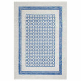 6' X 9' Ivory And Blue Geometric Area Rug