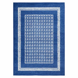 5' X 7' Blue And White Geometric Area Rug