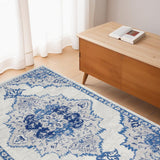 4' X 6' Ivory And Blue Medallion Area Rug