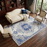 6' X 9' Ivory And Blue Floral Area Rug