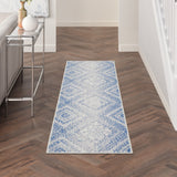 4' X 6' Ivory And Blue Geometric Area Rug
