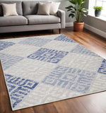 5' X 7' Blue And Gray Geometric Area Rug