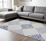 6' X 9' Blue And Gray Geometric Area Rug