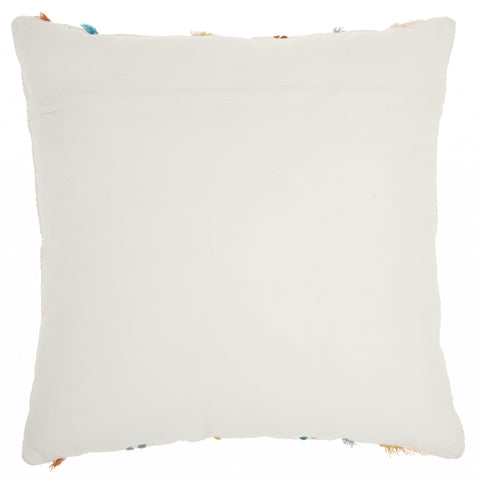 Multicolor Embroidered Stripe Throw Pillow