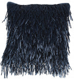 20" Navy Blue Textured Throw Pillow with Fringe