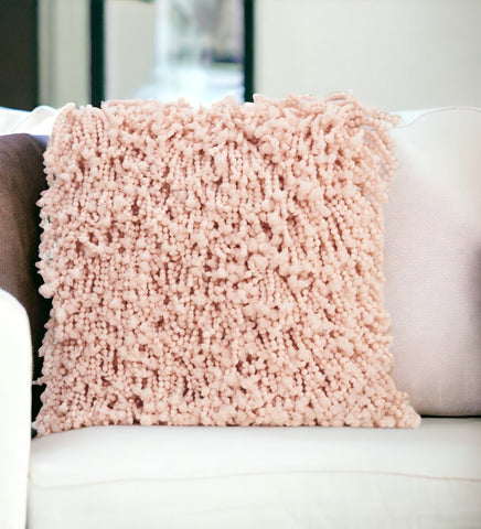 20" Pale Pink Cotton Blend Throw Pillow