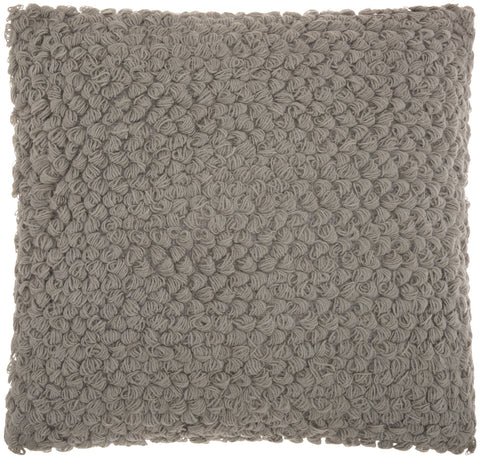 20" Light Gray Cotton Blend Curly Loops Throw Pillow
