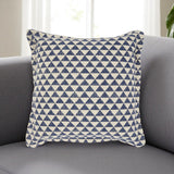 Indigo And Ivory Triangle Design Throw Pillow