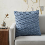 18" Blue Dot And Stripe Polyester and Cotton Blend Throw Pillow With Texture