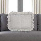 16" X 24" Gray Pillow With Ruffled Edges