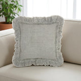 24" Light Gray Pillow With Ruffled Edges