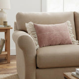 Wide Tasseled Marble Pink Lumbar Pillow