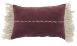 Wide Tasseled Marble Maroon Lumbar Pillow
