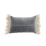 14" X 22" Steel Blue Pillow With Tassels Edges