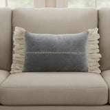14" X 22" Steel Blue Pillow With Tassels Edges