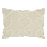 14" X 20" Off White Cotton Heart Throw Pillow
