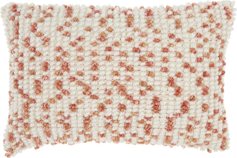 14" X 20" Coral and Beige Ribbed Indoor Outdoor Throw Pillow With Texture