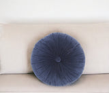 16" X 16" Dark Blue Round Velvet Throw Pillow