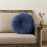 16" X 16" Dark Blue Round Velvet Throw Pillow