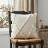 Boho Chic White Textured Lines Throw Pillow