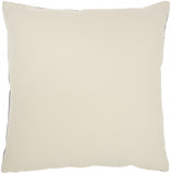 20" Ivory And Navy Blue Geometric Cotton Throw Pillow with Pompoms