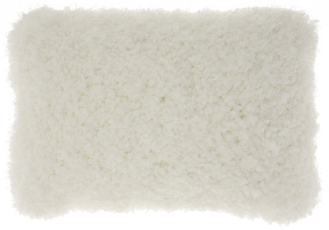 14" X 20" White Fabric Throw Pillow