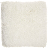 Fluffy White Shag Accent Throw Pillow