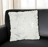 20" Sequined White Faux Fur Throw Pillow