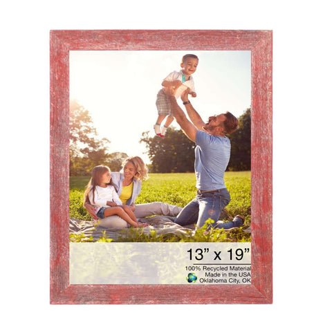 13��� X 19��� Rustic Farmhouse Red Wood Frame