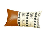 12" X 20" Brown and White Lumbar Throw Pillow Cover