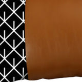 12" X 20" Brown and White Faux Leather Lumbar Throw Pillow Cover