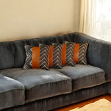 Set Of 4 Black And White Geo With Faux Leather Lumbar Pillow Covers