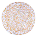 32" X 32" Gold And White Round Geometric Cotton Floor Throw Pillow Cover