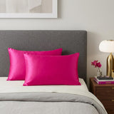 Two Piece Fuchsia Satin And Satin Pillowcases Envelope