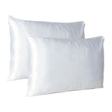 White Dreamy Set Of 2 Silky Satin Queen Pillowcases