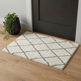 2' X 3' Ivory And Gray Geometric Lattice Scatter Rug