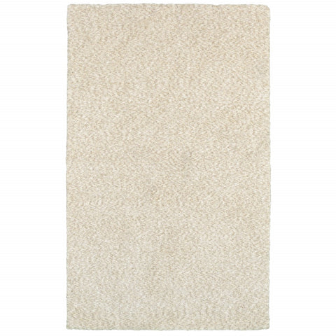 3' X 5' Ivory Shag Hand Tufted Area Rug