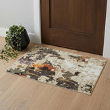 2' X 3' Beige and Black Power Loom Area Rug