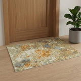 2' X 3' Gold and Ivory Power Loom Area Rug